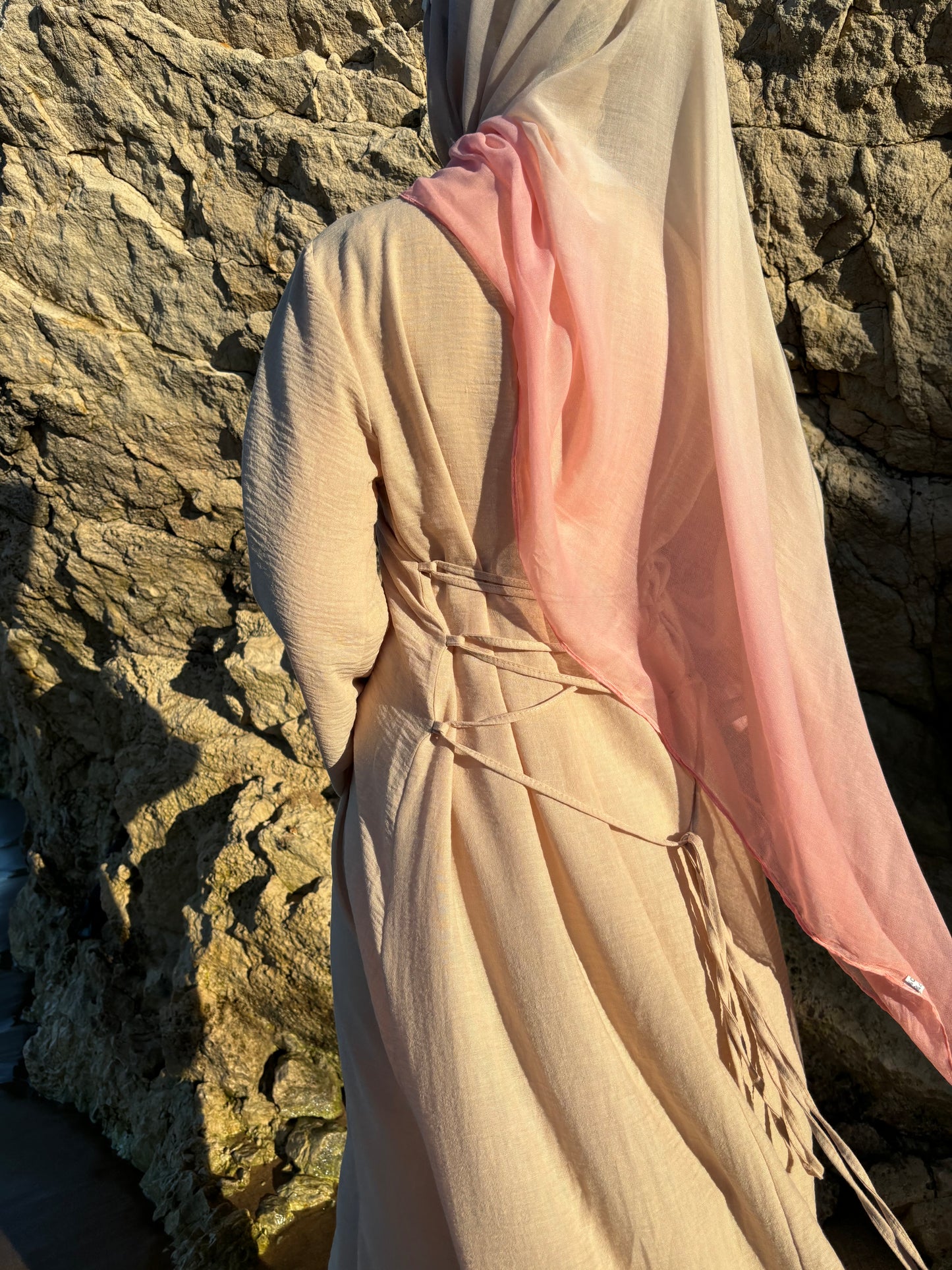 “Serene” tie-back linen dress