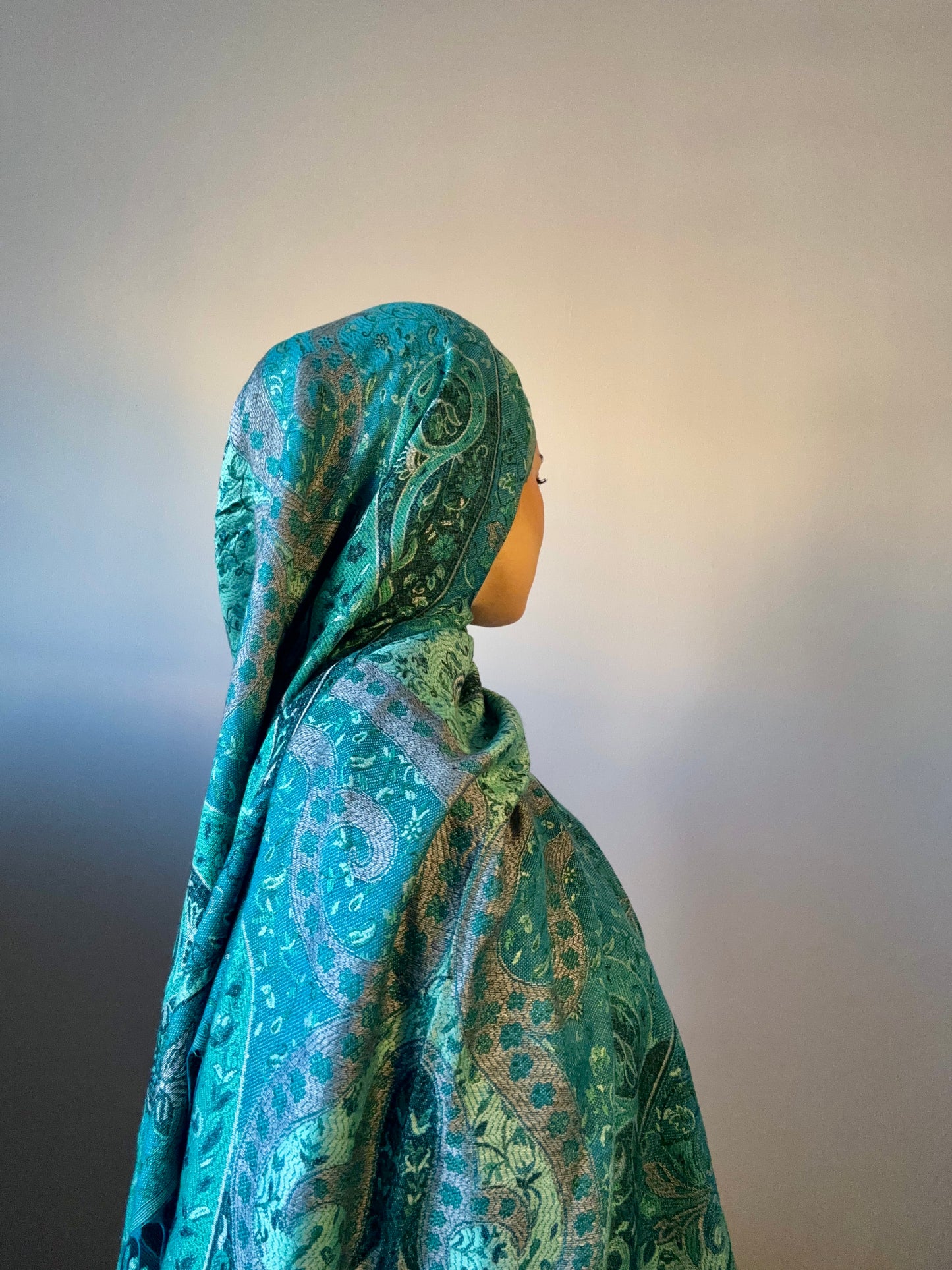 “Turquoise Oasis” Pashmina