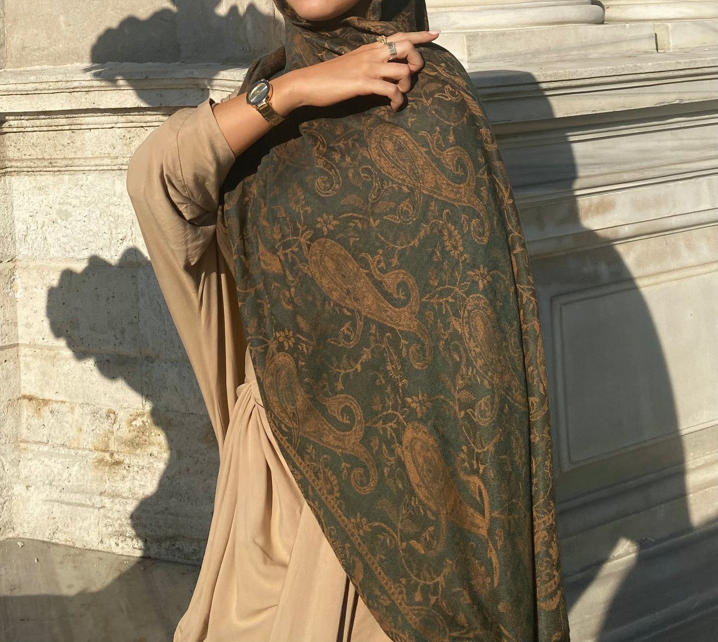 "Bronzed Verdent Mirage" Pashmina