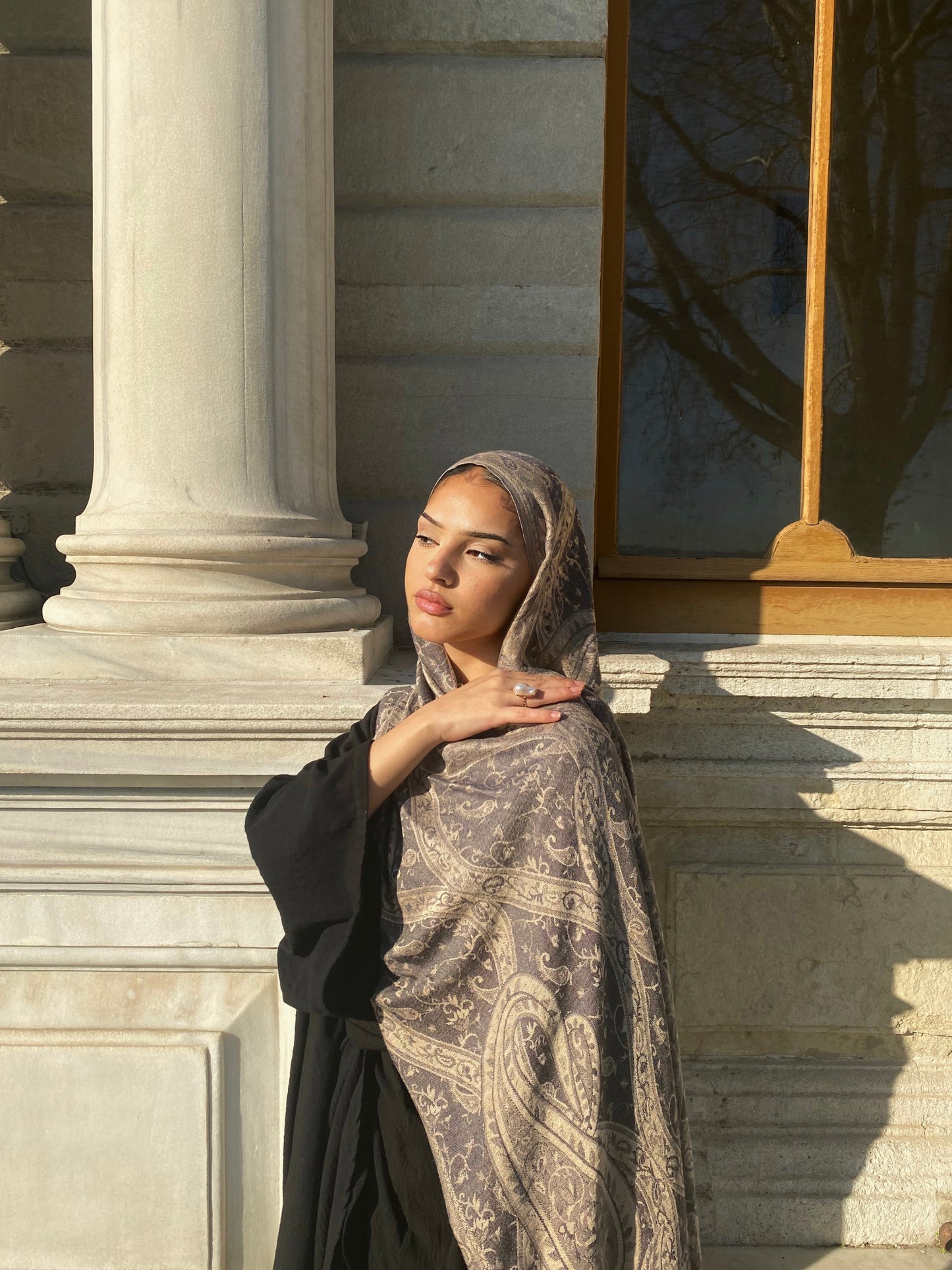 "Beige Noir Blend" Pashmina