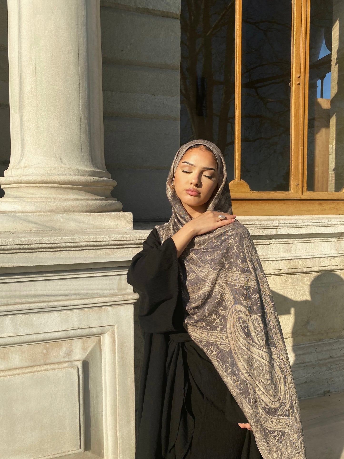 "Beige Noir Blend" Pashmina