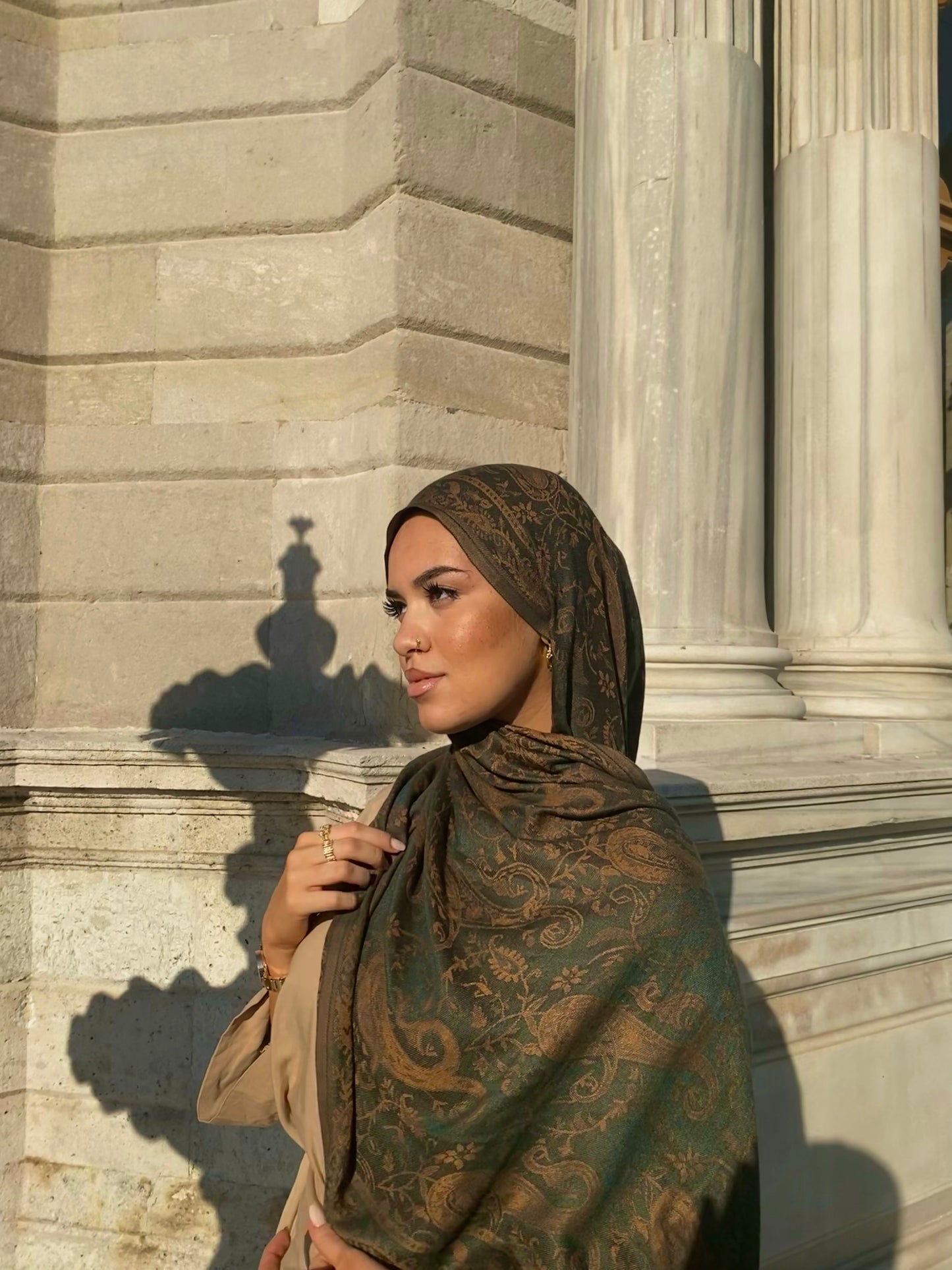 "Bronzed Verdent Mirage" Pashmina